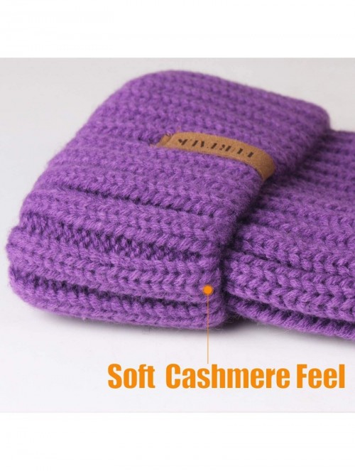 Skullies & Beanies Knit Beanie Hats for Women Men Double Layer Fleece Lined Chunky Winter Hat - Deep Purple - CN18UYDZ83L $19.47