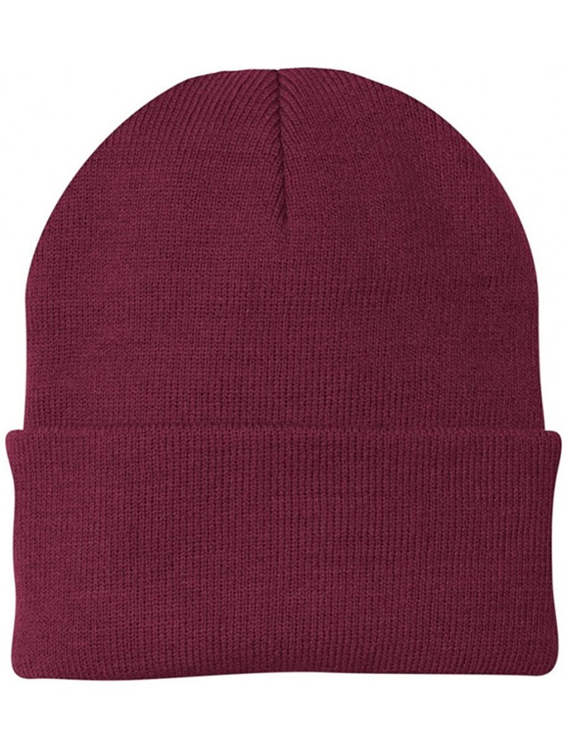 Skullies & Beanies Knit Beanie Caps in 24 - Maroon - CA11APLHCNX $17.81