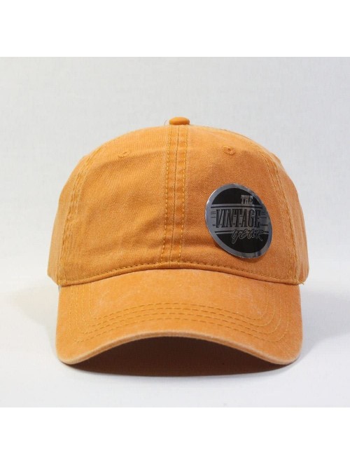 Baseball Caps Vintage Washed Dyed Cotton Twill Low Profile Adjustable Baseball Cap - Pumpkin Orange - CC12EFFZMWN $15.75