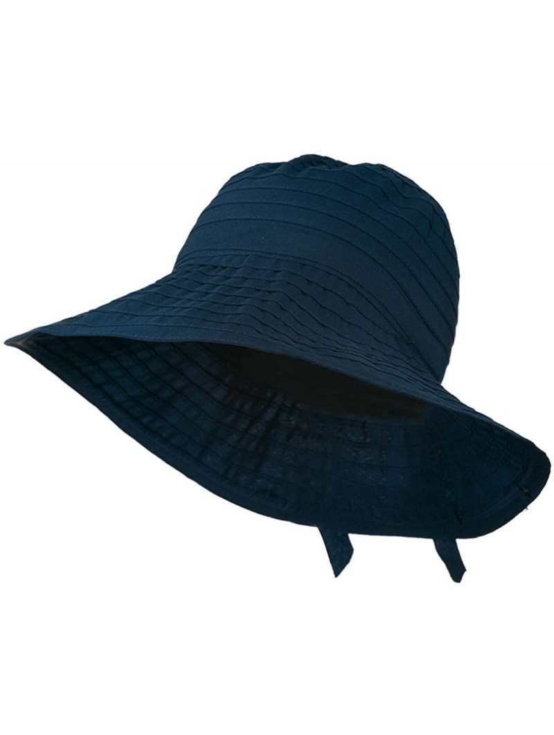 Bucket Hats Women's Bucket Shaped Hat with Ribbon - Navy W12S45F - CD11D3H6SYV $34.69