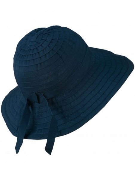 Bucket Hats Women's Bucket Shaped Hat with Ribbon - Navy W12S45F - CD11D3H6SYV $34.69