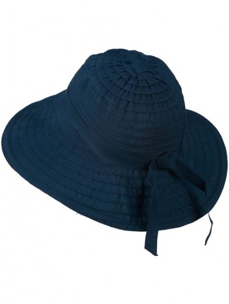 Bucket Hats Women's Bucket Shaped Hat with Ribbon - Navy W12S45F - CD11D3H6SYV $34.69