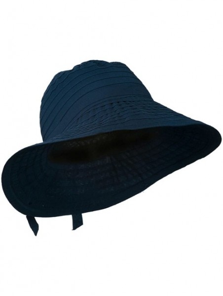 Bucket Hats Women's Bucket Shaped Hat with Ribbon - Navy W12S45F - CD11D3H6SYV $34.69