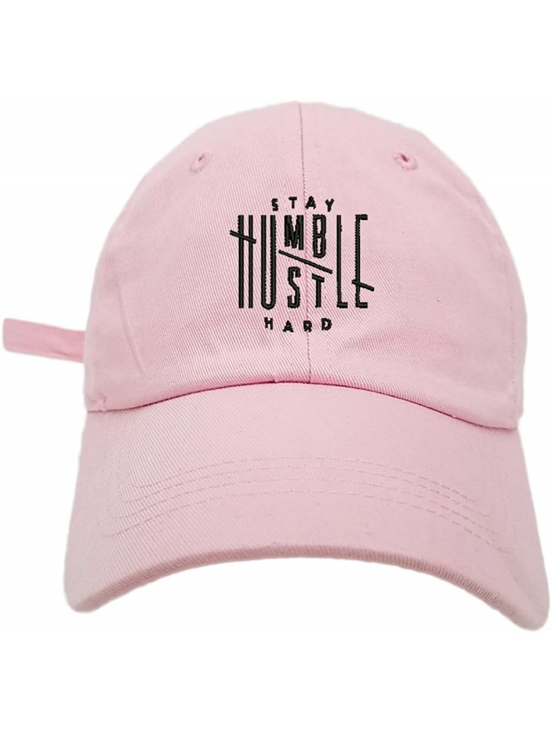 Baseball Caps Humble Stay Hard Logo Style Dad Hat Washed Cotton Polo Baseball Cap - Lt.pink - C7187Y93875 $19.11