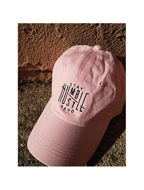 Baseball Caps Humble Stay Hard Logo Style Dad Hat Washed Cotton Polo Baseball Cap - Lt.pink - C7187Y93875 $19.11