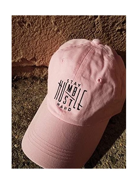 Baseball Caps Humble Stay Hard Logo Style Dad Hat Washed Cotton Polo Baseball Cap - Lt.pink - C7187Y93875 $19.11