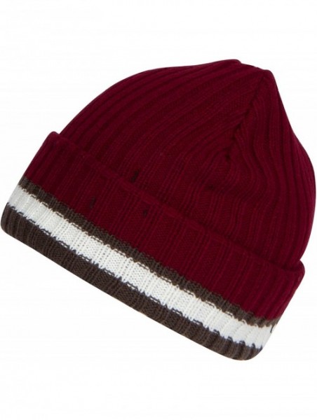 Skullies & Beanies Sam Unisex Ribbed Stripe Beanie Cap - 2-burgandy - CR12OCAYH83 $14.41