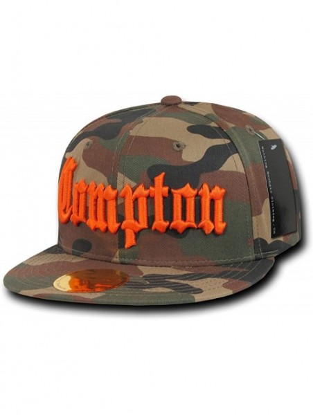 Baseball Caps Camo Old English Embroidered Flat Bill Snapback Cotton Cap - Orange/Compton - CA12F0NUGJN $25.88