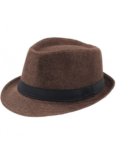 Sun Hats Men's Top Hat Wide Brim Straw Hat Foldable Roll up Hat Summer Beach Sun Protection Hat - Coffee - CH18Z9MW4KI $10.98