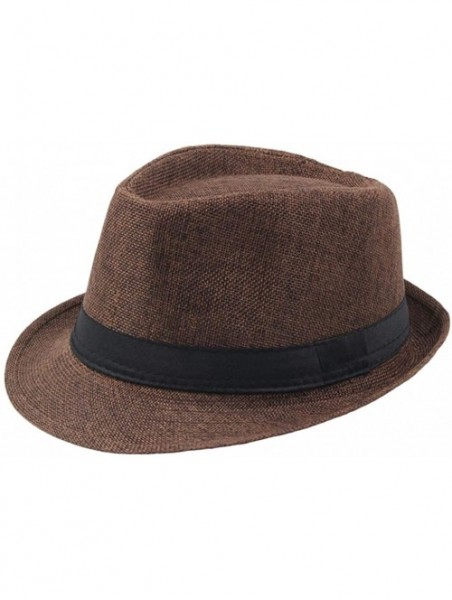 Sun Hats Men's Top Hat Wide Brim Straw Hat Foldable Roll up Hat Summer Beach Sun Protection Hat - Coffee - CH18Z9MW4KI $10.98