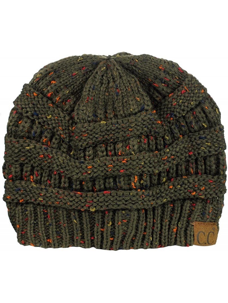 Skullies & Beanies Unisex Colorful Confetti Soft Stretch Cable Knit Beanie Skull Cap - Dark Olive - C61876E4Z64 $12.90