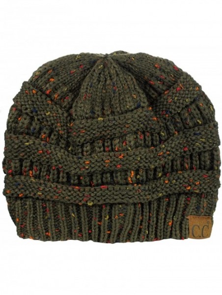 Skullies & Beanies Unisex Colorful Confetti Soft Stretch Cable Knit Beanie Skull Cap - Dark Olive - C61876E4Z64 $12.90