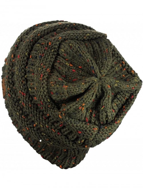 Skullies & Beanies Unisex Colorful Confetti Soft Stretch Cable Knit Beanie Skull Cap - Dark Olive - C61876E4Z64 $12.90