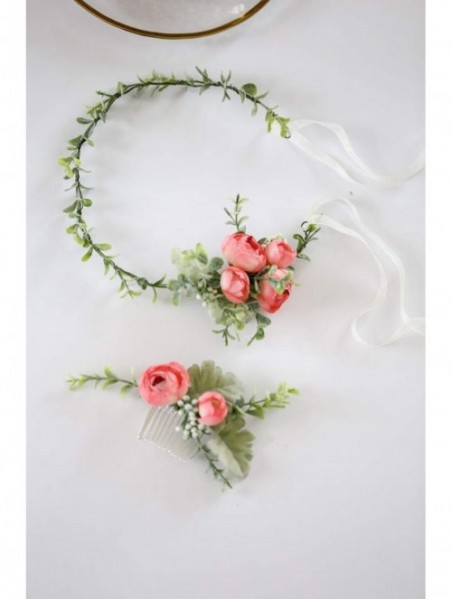 Headbands Floral Crown Green Vine Bridal Accessories Wedding Crown (Rosy-headpiece) - Rosy-headpiece - CV18RHCU2ON $20.53