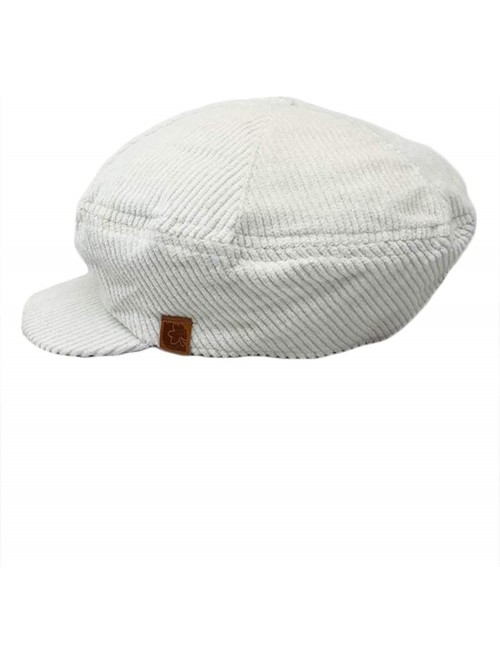 Newsboy Caps Newsboy Cap Thick Corduroy 6 Panel Cabbie - White - CF18QHCW9T6 $15.67