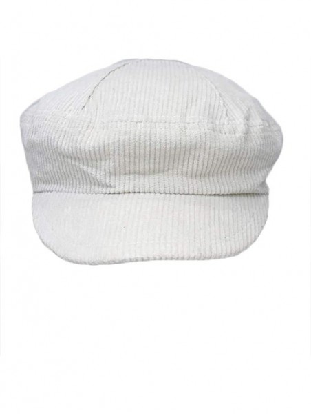 Newsboy Caps Newsboy Cap Thick Corduroy 6 Panel Cabbie - White - CF18QHCW9T6 $15.67