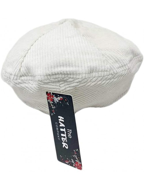 Newsboy Caps Newsboy Cap Thick Corduroy 6 Panel Cabbie - White - CF18QHCW9T6 $15.67