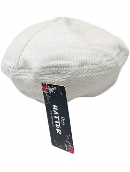 Newsboy Caps Newsboy Cap Thick Corduroy 6 Panel Cabbie - White - CF18QHCW9T6 $15.67