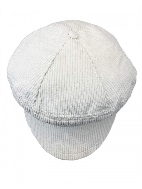 Newsboy Caps Newsboy Cap Thick Corduroy 6 Panel Cabbie - White - CF18QHCW9T6 $15.67