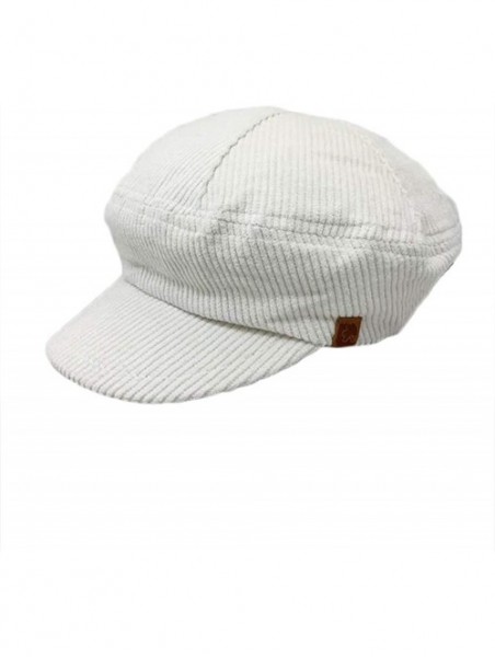 Newsboy Caps Newsboy Cap Thick Corduroy 6 Panel Cabbie - White - CF18QHCW9T6 $15.67