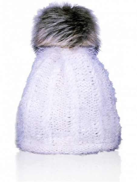 Skullies & Beanies Women/Men's Winter Fur Ball Pompom Beanie Cozy Knit Hat - 404 Ivory+ Free Gift - CD187WRI9TW $13.08