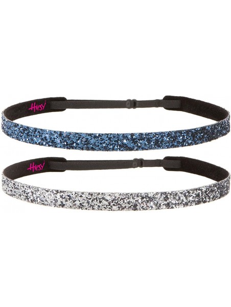 Headbands Women's Adjustable NO Slip Skinny Bling Glitter Headband - Gunmetal & Navy - CI11MNIWVX3 $14.40