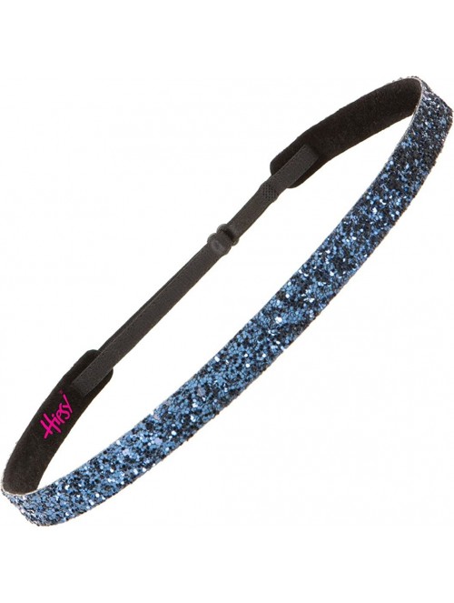 Headbands Women's Adjustable NO Slip Skinny Bling Glitter Headband - Gunmetal & Navy - CI11MNIWVX3 $14.40