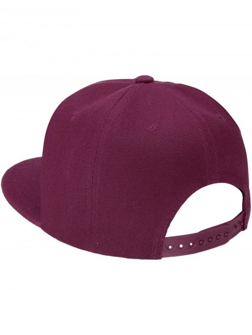 Baseball Caps Classic Snapback Hat Cap Hip Hop Style Flat Bill Blank Solid Color Adjustable Size - 1pc Wine - C218GNEGXYG $10.68