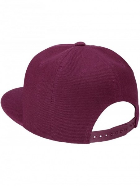 Baseball Caps Classic Snapback Hat Cap Hip Hop Style Flat Bill Blank Solid Color Adjustable Size - 1pc Wine - C218GNEGXYG $10.68