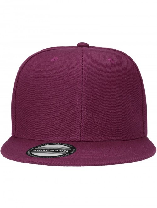 Baseball Caps Classic Snapback Hat Cap Hip Hop Style Flat Bill Blank Solid Color Adjustable Size - 1pc Wine - C218GNEGXYG $10.68