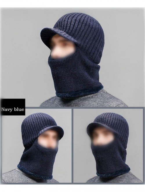 Balaclavas Winter Hat Beanie Cap Balaclava Face Mask Men's Women's Knit Wool Warm Neck Scarf Set Windproof Motorcycle - Blue ...