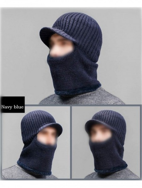 Balaclavas Winter Hat Beanie Cap Balaclava Face Mask Men's Women's Knit Wool Warm Neck Scarf Set Windproof Motorcycle - Blue ...