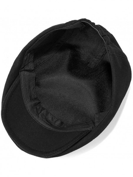 Newsboy Caps Men's Cotton Flat Ivy Gatsby Irish Newsboy Cap Driving Hat Cabbie Cap - 176 Black - CJ18W4O8NI7 $13.18