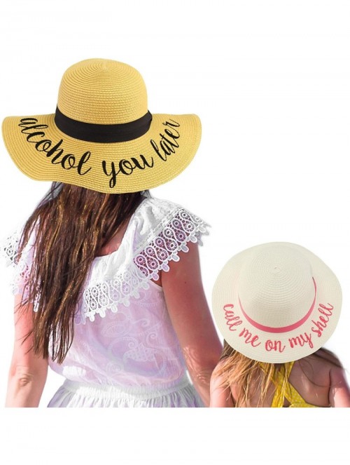 Sun Hats Womens Mommy and Me Girls Sayings Summer Beach Pool Floppy Dress Sun Hat - Call Me on My Shell- White - CK18ELGHWNG ...