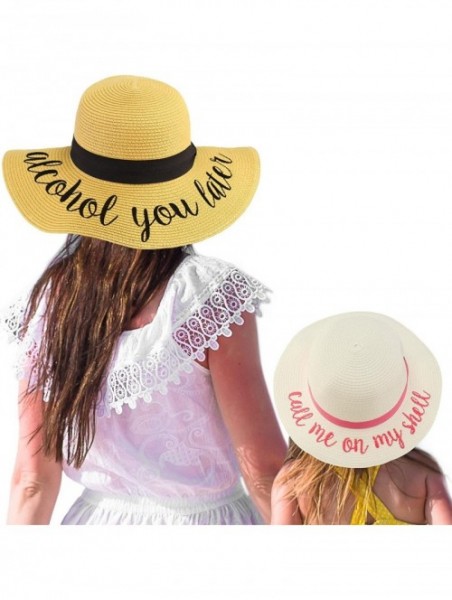 Sun Hats Womens Mommy and Me Girls Sayings Summer Beach Pool Floppy Dress Sun Hat - Call Me on My Shell- White - CK18ELGHWNG ...