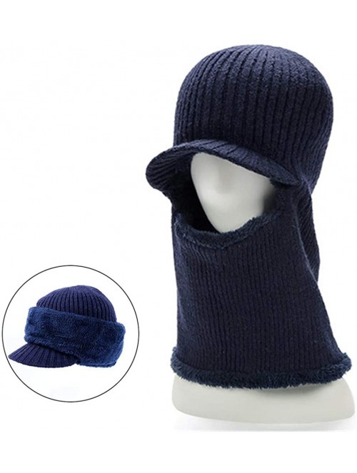 Balaclavas Winter Hat Beanie Cap Balaclava Face Mask Men's Women's Knit Wool Warm Neck Scarf Set Windproof Motorcycle - Blue ...