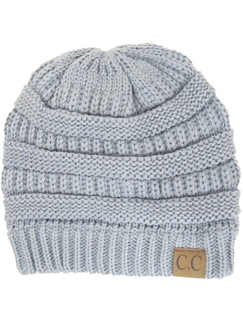 Skullies & Beanies Charcoal Grey Thick Slouchy Knit Oversized Beanie Cap Hat - Light Grey - CD11R2T3385 $17.89