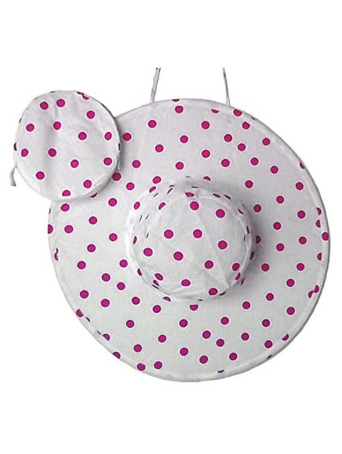 Sun Hats Women's Foldable Cotton Sun Hat- 18 in Diameter Brim - Pink Polka Dot - CO12LLWXMJ3 $19.10