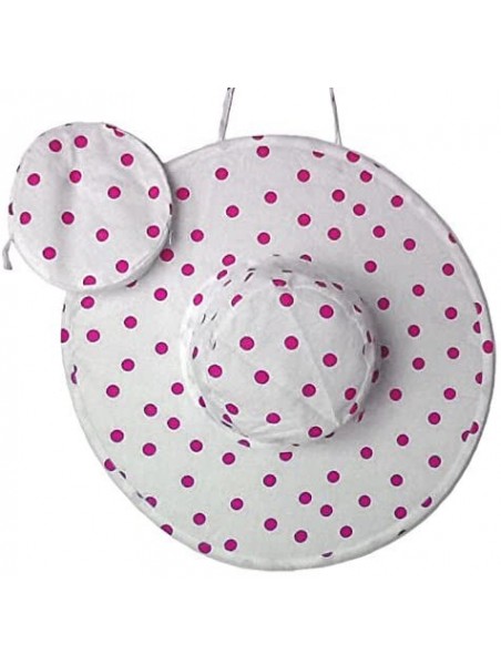 Sun Hats Women's Foldable Cotton Sun Hat- 18 in Diameter Brim - Pink Polka Dot - CO12LLWXMJ3 $19.10