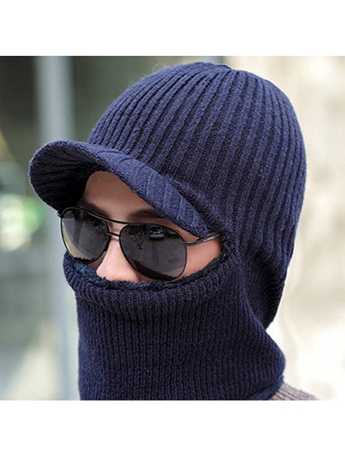 Balaclavas Winter Hat Beanie Cap Balaclava Face Mask Men's Women's Knit Wool Warm Neck Scarf Set Windproof Motorcycle - Blue ...