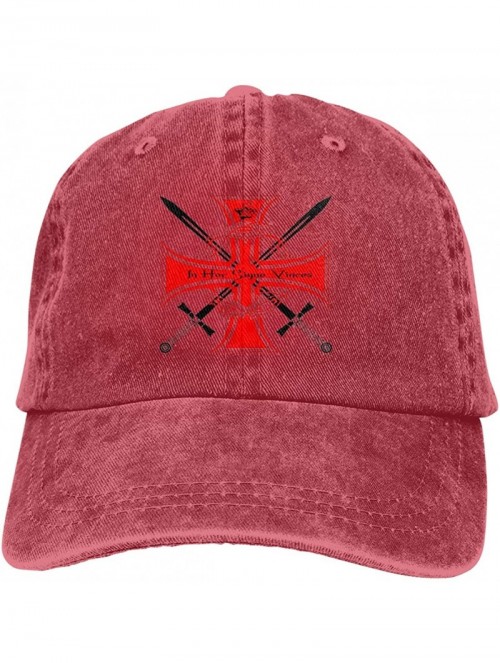 Baseball Caps Templar-Knights Unisex Baseball Cap Funny Travel Cowboy Hat - Red - CX18Y8G00XO $18.29