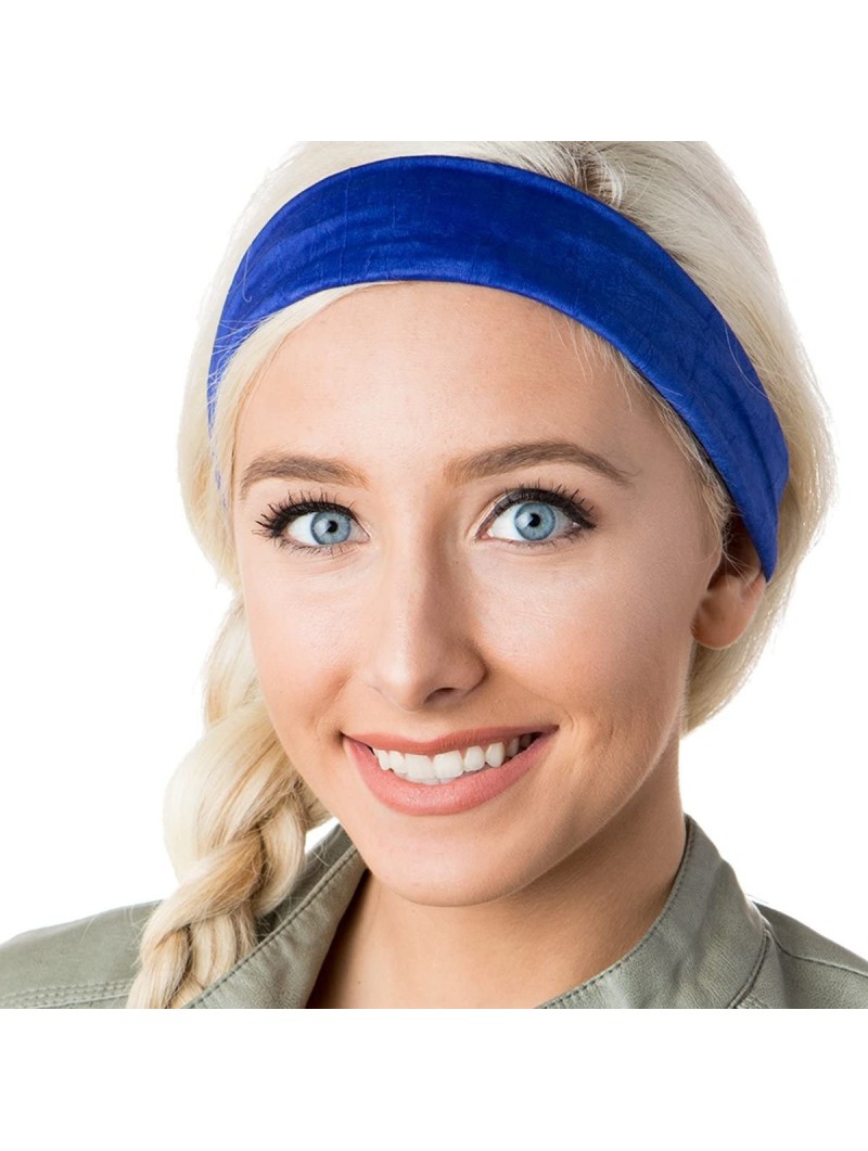 Headbands Xflex Crushed Adjustable & Stretchy Wide Softball Headbands for Women & Girls - Lightweight Crushed Royal Blue - CT...