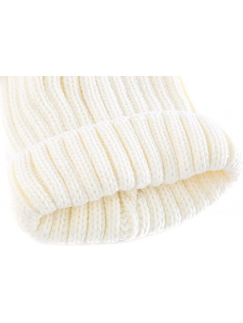 Skullies & Beanies Two Pom Pom Hat Lovely Beanie Winter Warm Knit Hats Slouchy Beanie for Women - White - CP1886O3WD6 $17.67