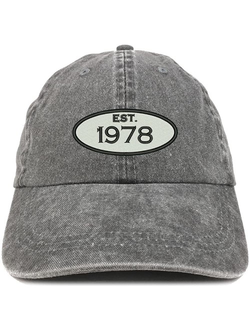 Baseball Caps Established 1978 Embroidered 42nd Birthday Gift Pigment Dyed Washed Cotton Cap - Black - CH180N35NNL $25.61