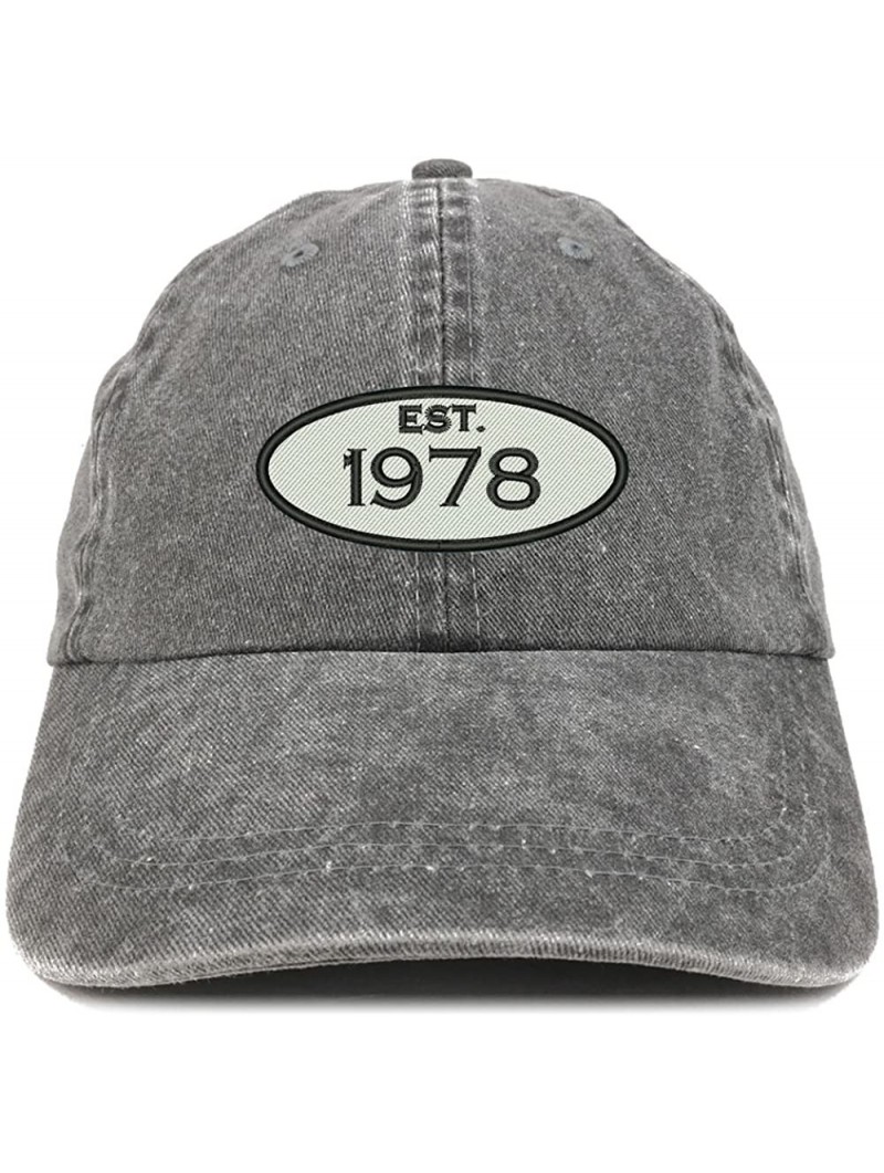 Baseball Caps Established 1978 Embroidered 42nd Birthday Gift Pigment Dyed Washed Cotton Cap - Black - CH180N35NNL $25.61