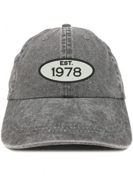 Baseball Caps Established 1978 Embroidered 42nd Birthday Gift Pigment Dyed Washed Cotton Cap - Black - CH180N35NNL $25.61