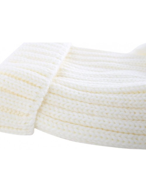 Skullies & Beanies Two Pom Pom Hat Lovely Beanie Winter Warm Knit Hats Slouchy Beanie for Women - White - CP1886O3WD6 $17.67