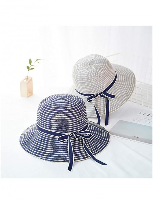 Sun Hats Girls Flower Straw Hat Large Brim Beachwear Sunhat Floral Tea Party Cap - Grey - CF193MONOTY $18.82