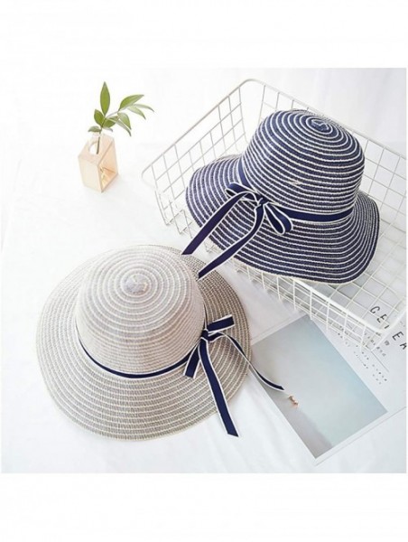 Sun Hats Girls Flower Straw Hat Large Brim Beachwear Sunhat Floral Tea Party Cap - Grey - CF193MONOTY $18.82