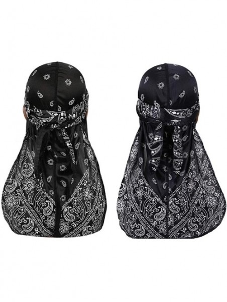 Skullies & Beanies Assorted Paisley Bandana Headwraps Womens - Black-navy Bule - CJ18SNL0NTU $13.14